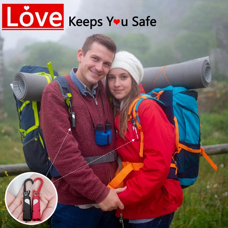 Amzonly Heart-Engraved Aluminum Emergency Whistles for Her/Him, A Pair of Custom-Initialed Whistles with Keychains and Neck Lanyards, for Lifeguard, Coaching, Hiking, EDC Outdoor, Sports, Multi Color - Image 5